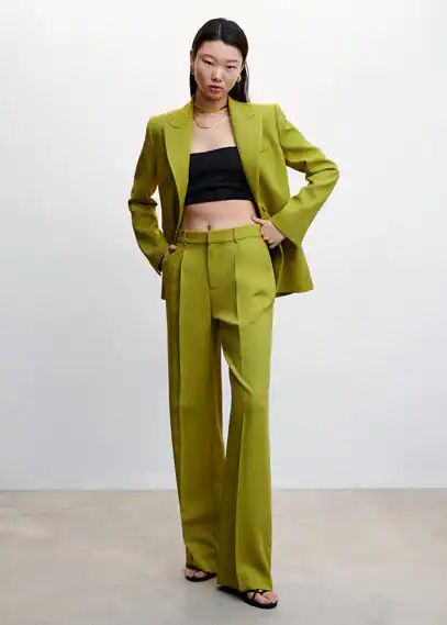 wide leg suit trousers green - Woman - 8 - MANGO | MANGO (UK)