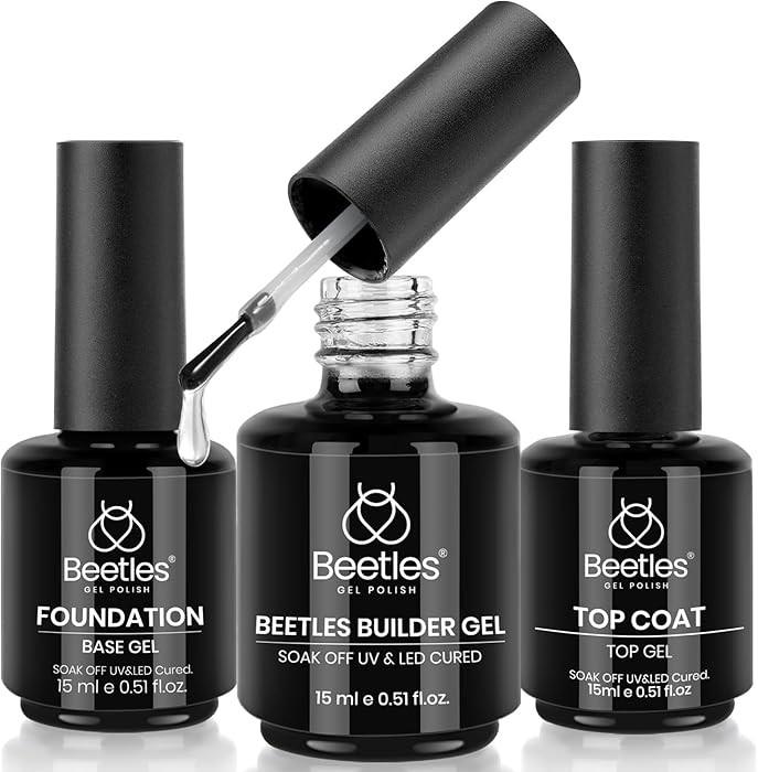 Beetles 3Pcs 15ml Builder Nail Gel with No Wipe Top Coat Gel Nail Polish and Base Coat Set for Na... | Amazon (US)
