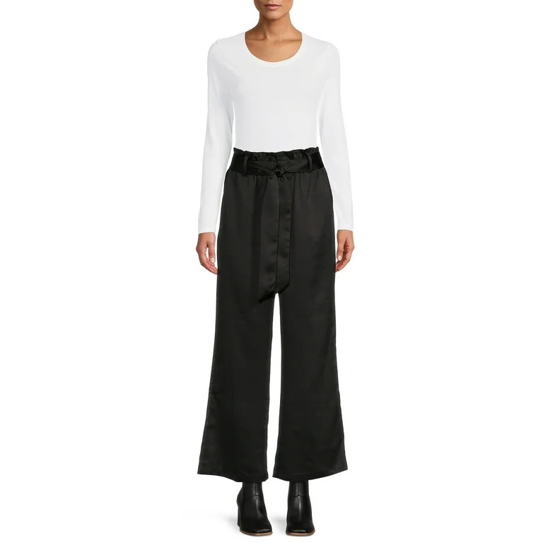 Time and Tru Women’s Satin Paperbag Waist Pants | Walmart (US)