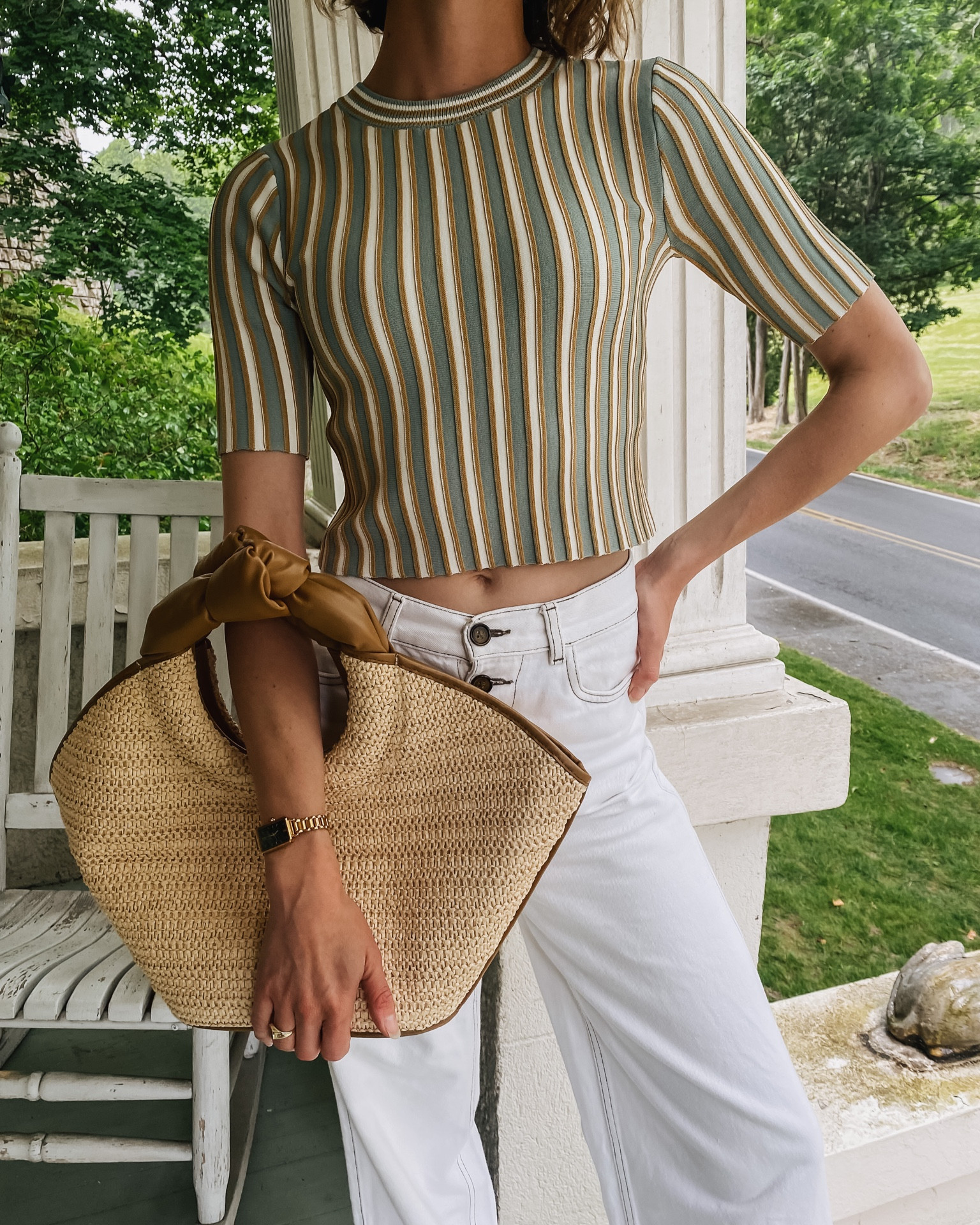 The cropped tee of my dreams! Love it with button fly wide legged jeans. 

#LTKSeasonal #LTKstyletip #LTKitbag