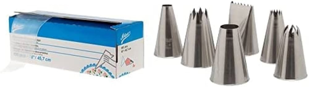 Ateco Disposable Decorating Bags, 18-Inch, Pack of 100 & Stainless Steel 6 Piece Decorating Tube ... | Amazon (US)