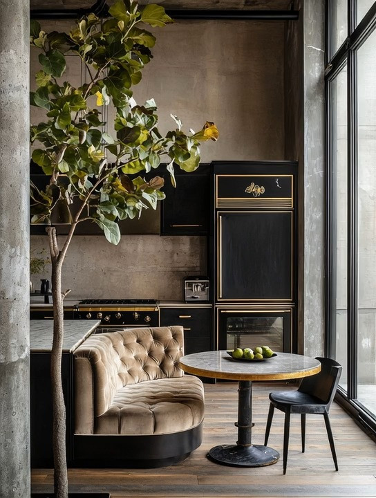 Create a restaurant-style booth at home to bring a sense of modern luxury, comfort, and effortless sophistication into your kitchen or dining space. A built-in or curved booth instantly makes the room feel more intentional and inviting, offering a cozy spot for everyday meals, relaxed coffee breaks, or casual entertaining like taco and nachos nights with friends. Styled with a round dining table, this setup works beautifully as a dining area, hangout space, or even an informal work or lounge zone. Pair the booth with sleek black appliances to anchor the look, and add a tree-like indoor plant to soften the space and introduce natural warmth. This modern booth concept transforms a standard kitchen into a lifestyle-driven space designed for connection, comfort, and elevated everyday living. @Wayfair wayfair
#diningbooth #modernkitchen #quietluxury 

 

#LTKHome