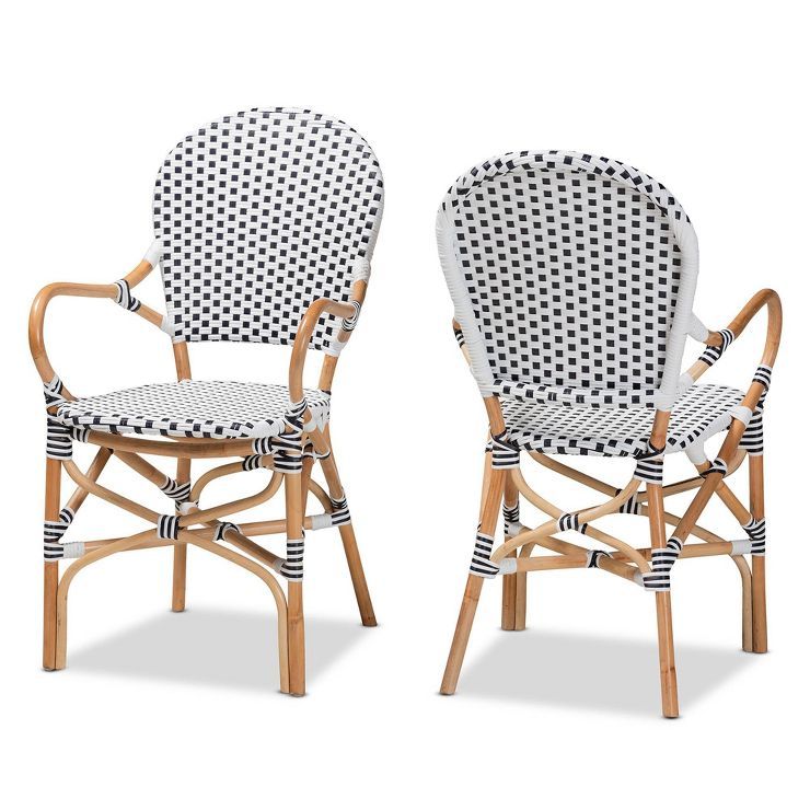 2pc Naila Rattan and Weaving Dining Chair Set Natural/Brown - Baxton Studio | Target