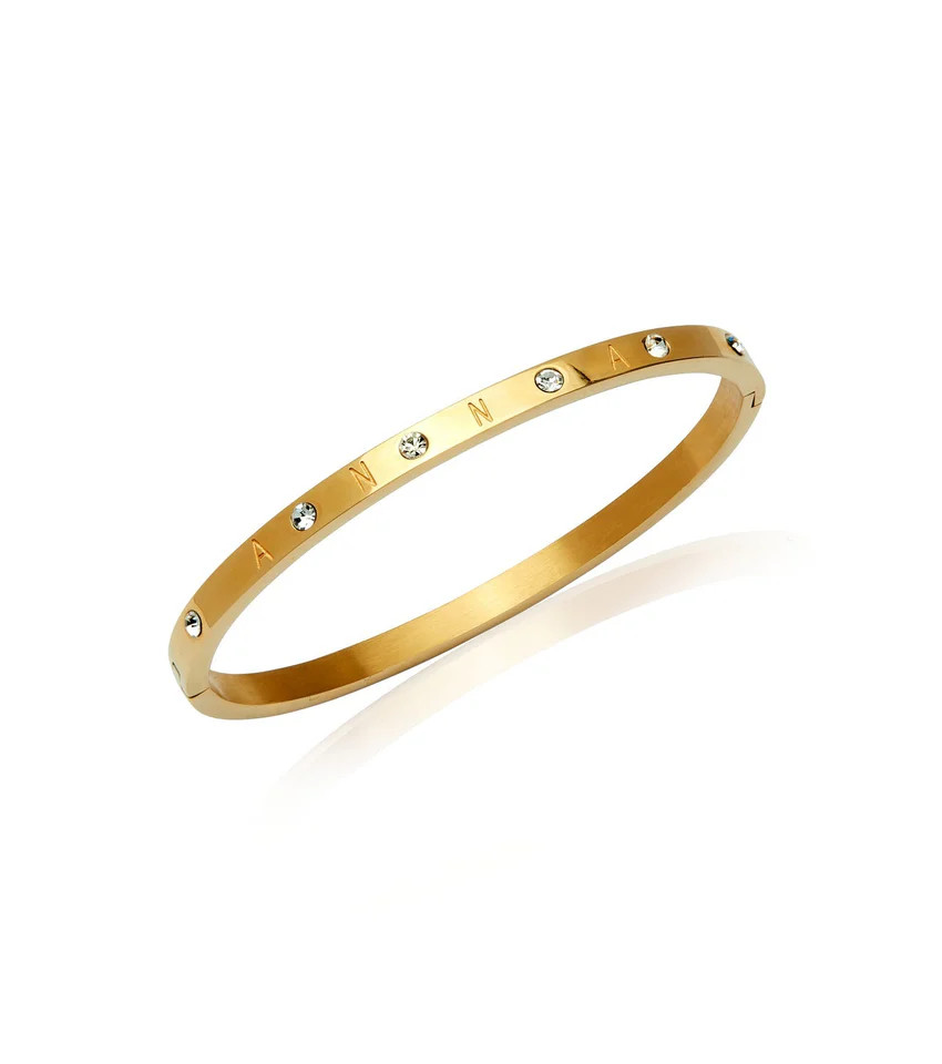 Custom Crystal Name Bangle (Gold) | Abbott Lyon