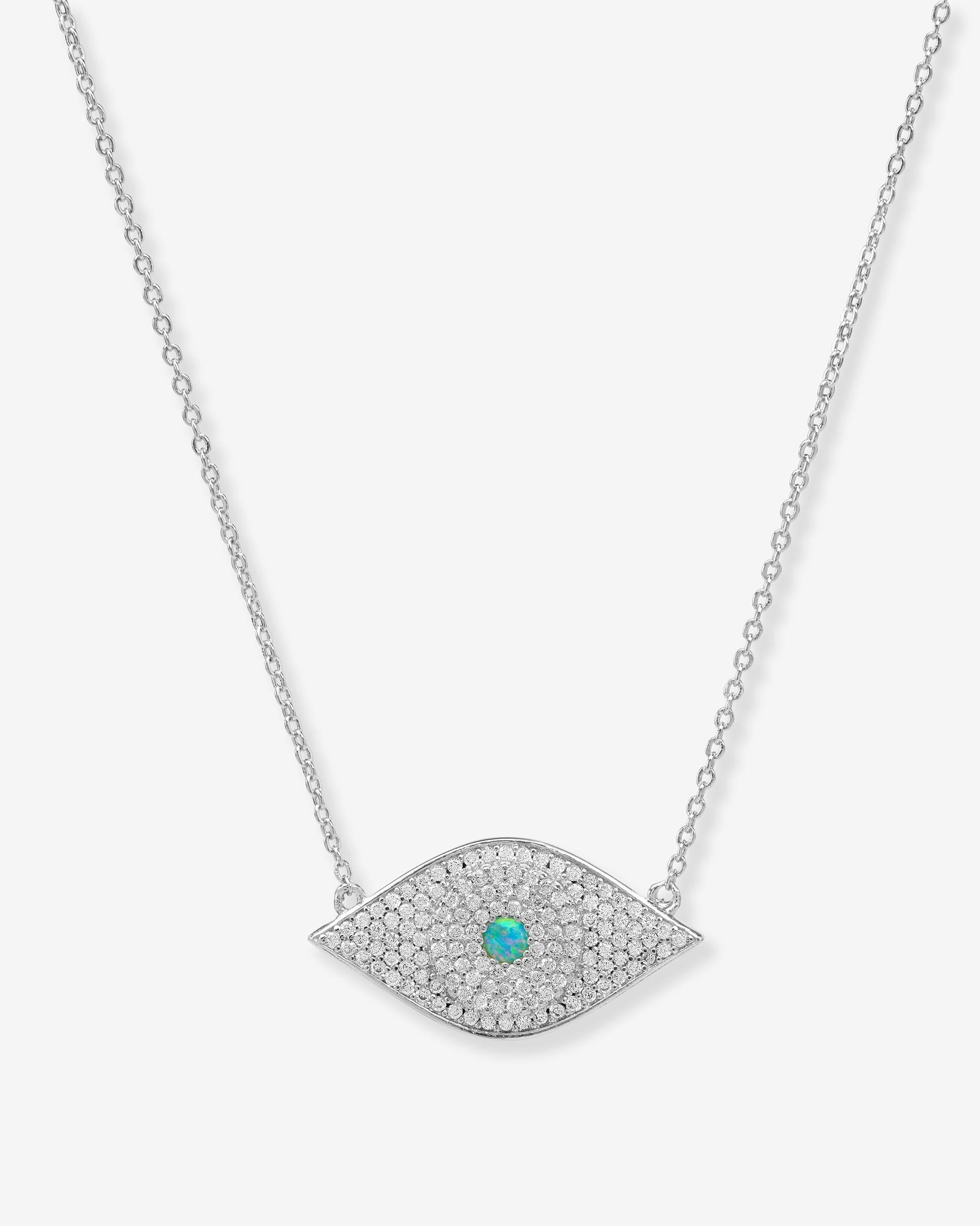 Blue Opal Evil Eye Necklace - Silver|Blue Opal | Melinda Maria Jewelry