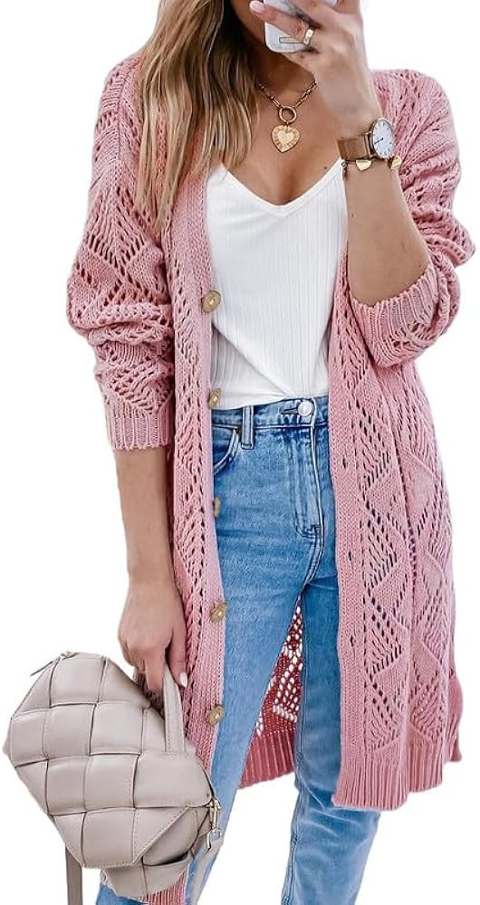 SHEWIN Women's Cardigan Sweaters Casual Lightweight Long Sleeve Open Front Crochet Cardigans Swea... | Amazon (US)