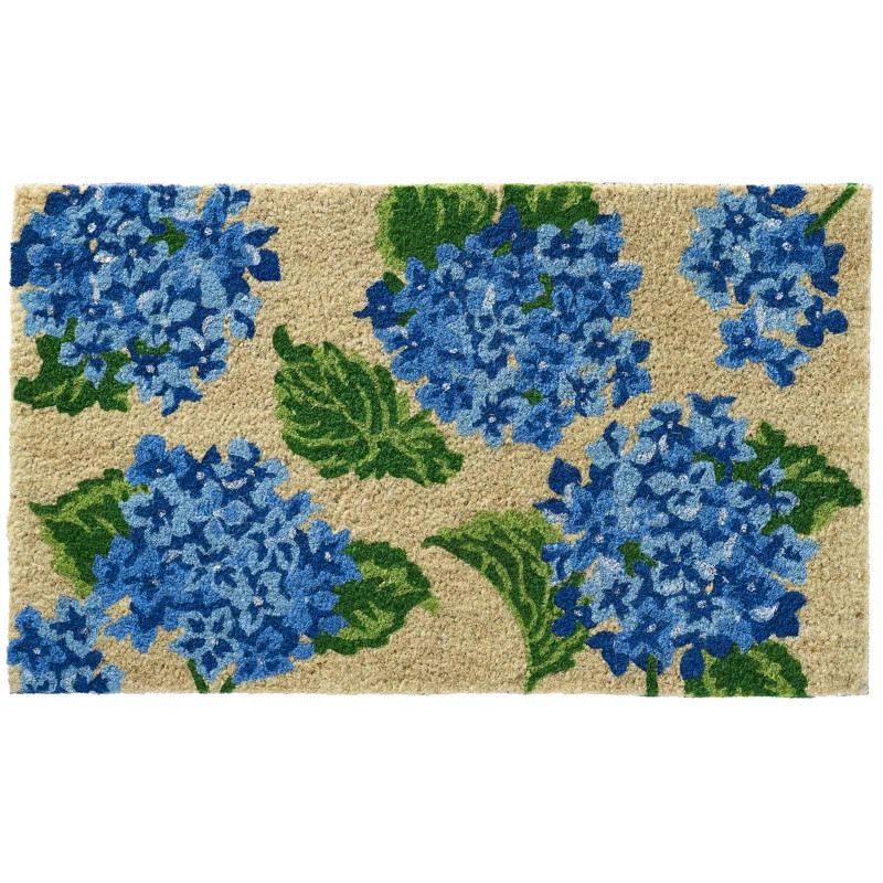 Hydrangea Vintage 30 in. x 18 in. Non-Slip Indoor Outdoor Door Mat | Wayfair North America