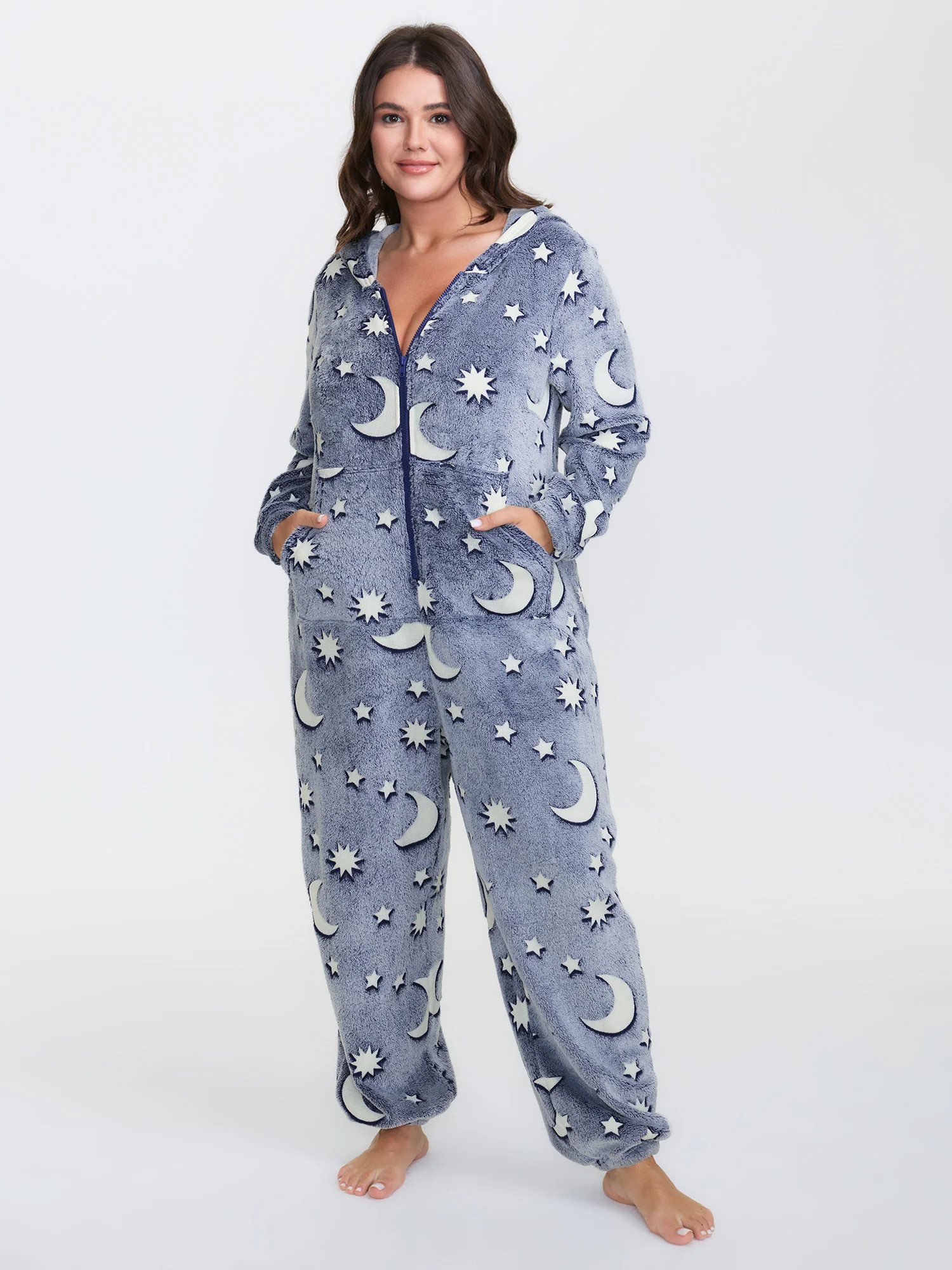 Easy Peezy Fluffy Star Moon Jumpsuit | Bloomchic