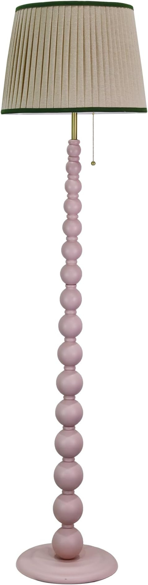 Farmhouse Floor Lamp, 14 x 14 x 59 Pink Wood Base Floor Lamp, Tapered Pleated Shade in Cream and ... | Amazon (US)