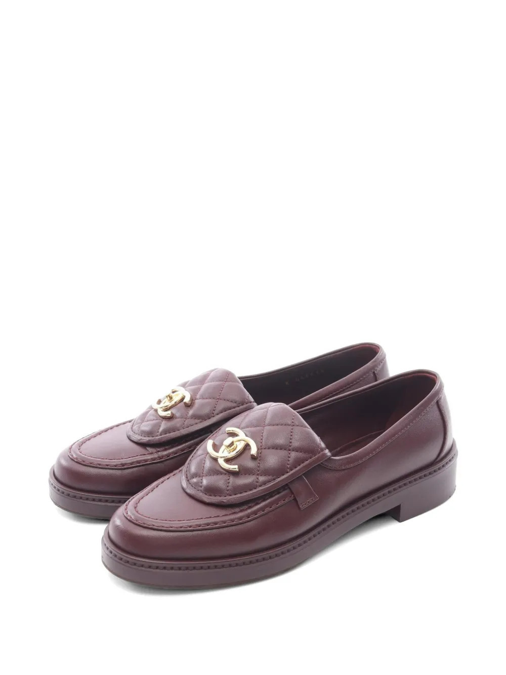 CHANEL Pre-Owned 1986-1988 CC Turnlock loafers - Red | Farfetch Global