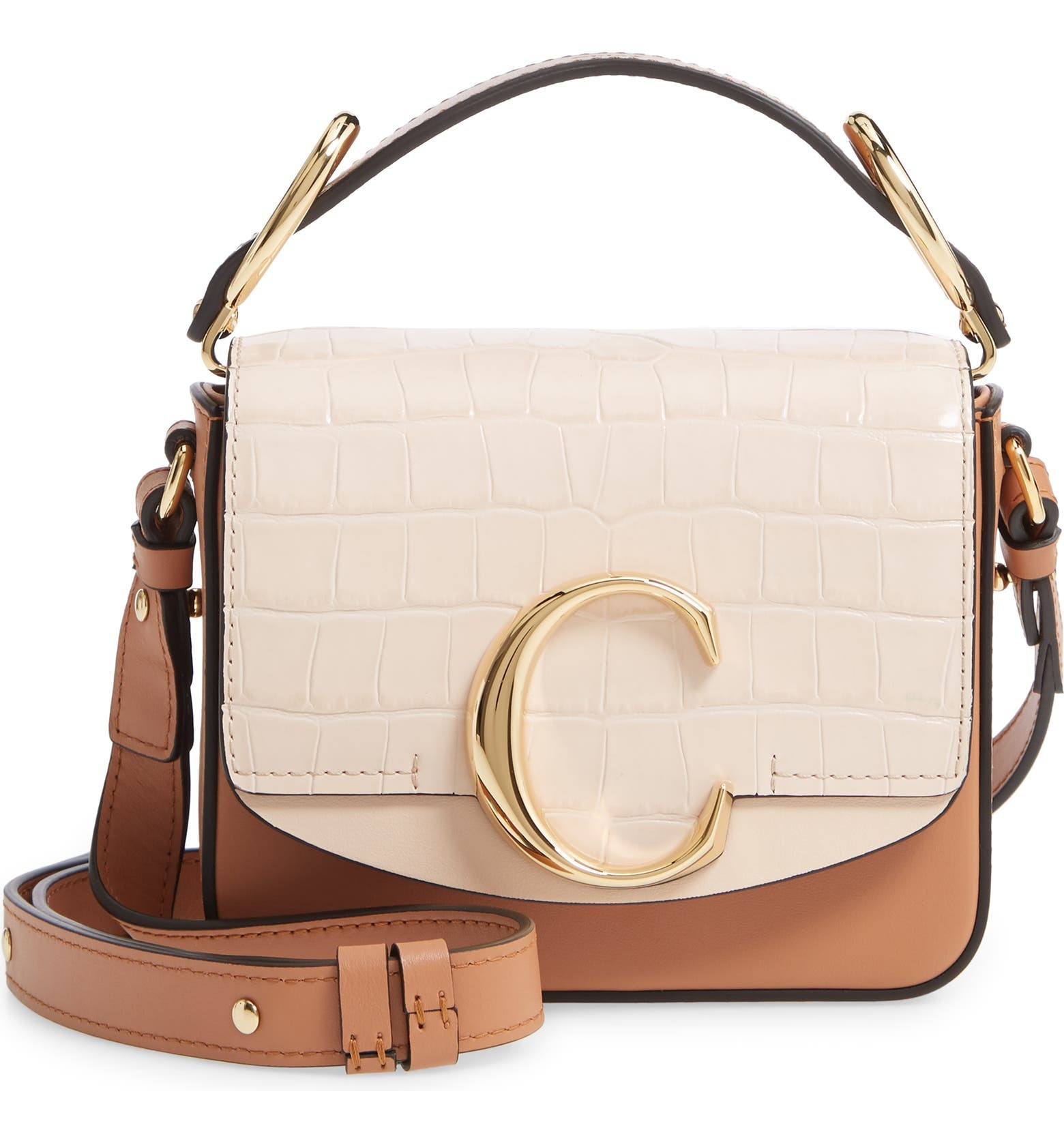 Chloé Mini C Tricolor Croc Embossed Leather Shoulder Bag | Nordstrom | Nordstrom
