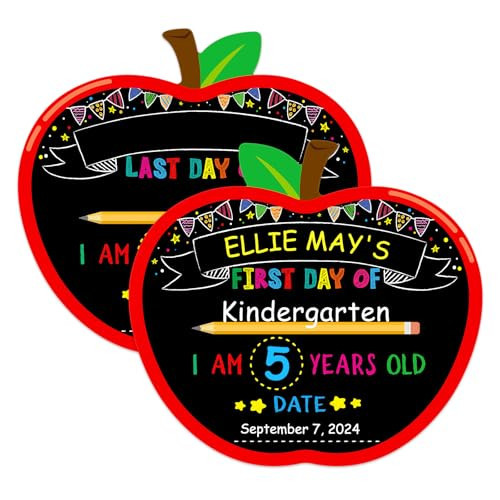 WhatSign First Day of School Sign Board - Double Sided 10.3" X 11.3" First Day of School Apple Chalkboard - Back to School 1st Day of School Sign for Kids | Amazon (US)