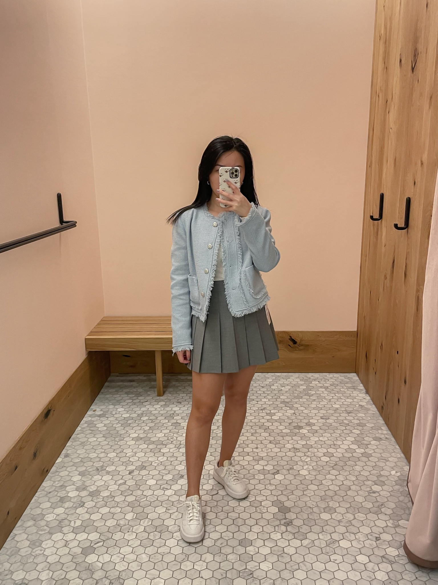 I love aesthetic change rooms. Also obsessed with tweed blazers and pleated skirts lately 

Blue tweed blazer, aritzia pleated skirt, new balance white sneakers

#LTKSeasonal #LTKstyletip #LTKsalealert