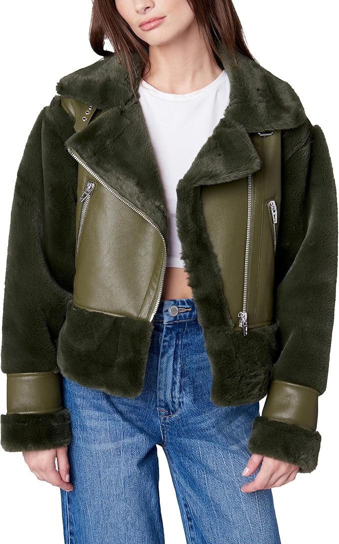 [BLANKNYC] Womens Vegan Leather Bonded Moto Jacket | Amazon (US)