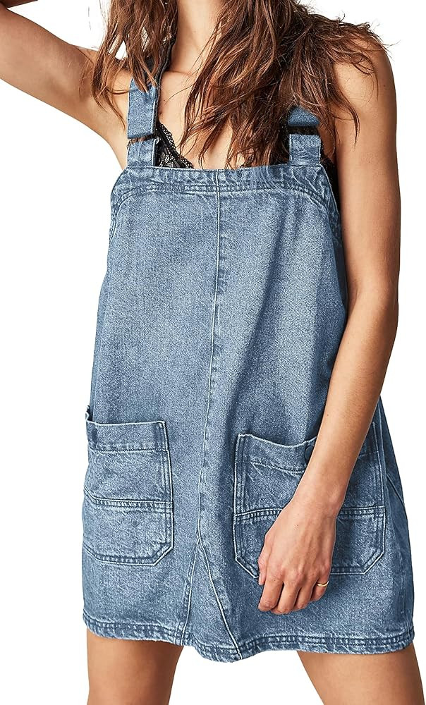 Womens Denim Overalls Dress Casual Summer Loose Bib Rompers Jumpers Adjustable Straps Jean Overal... | Amazon (US)