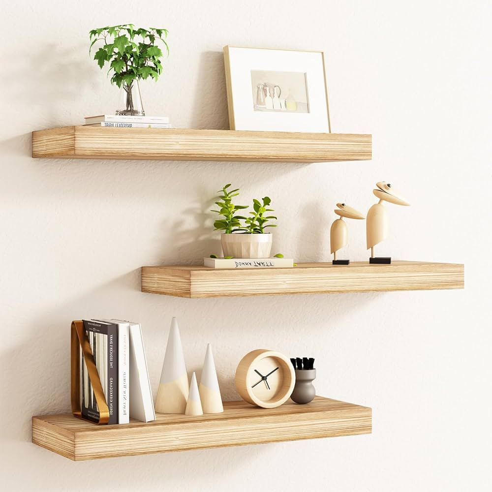 BOFIRE Wall Shelves, Floating Shelves for Wall, Wall Mounted Wood Shelves with Brackets, Hanging ... | Amazon (US)