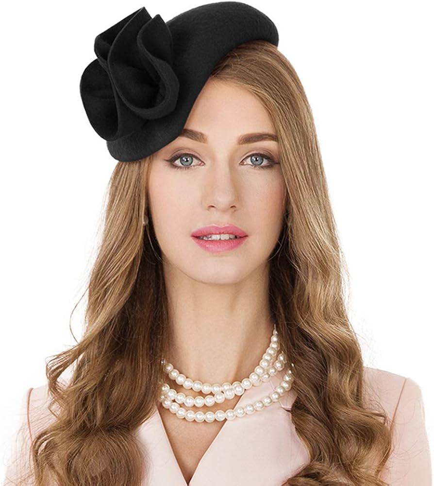 Vintage Women's Fascinators Wool Felt Pillbox Hat Ladies Hats for Church Derby Party Wedding Tear... | Amazon (US)