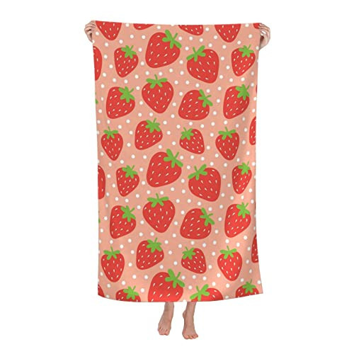 LMNSWDA Strawberry Garden Cute Summer Fruit Pattern Pink Beach Towels Oversized Soft High Absorbent Quick Dry Bath Towels Pool Towels Travel Beach Towels for Kids Adults | Amazon (US)
