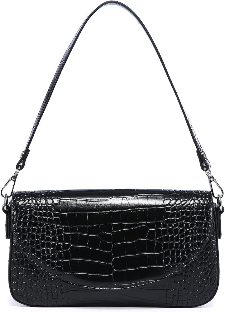 LOVEVOOK Small Shoulder Bag for Women, Mini Tote HandBag Vegan Leather Crocodile Clutch Purse with Z | Amazon (US)