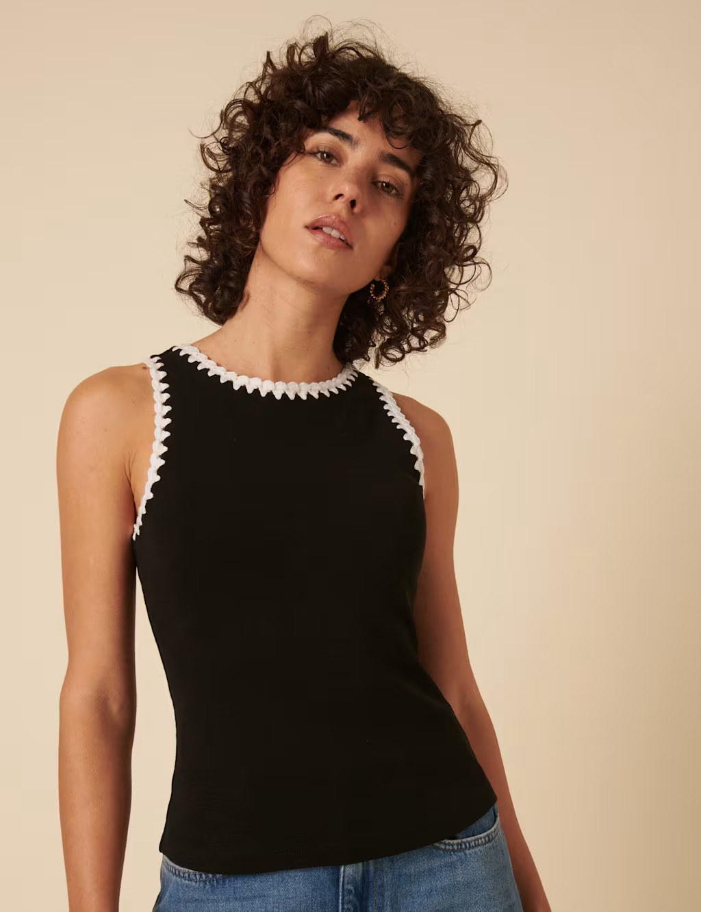 Pure Cotton Knitted Trim Racer Back Vest | Marks & Spencer (UK)