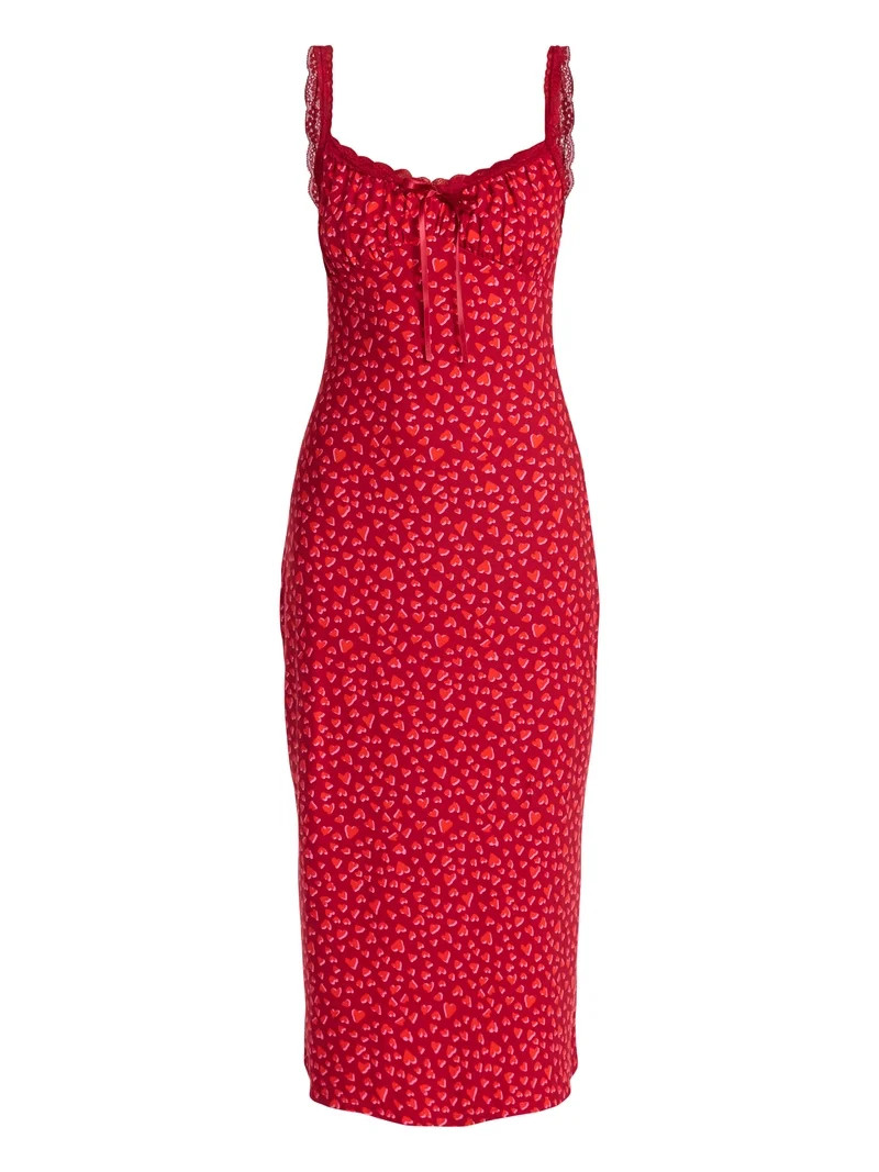 No Boundaries Lace Strap Midi Dress, Women's XXS-XXL | Walmart (US)