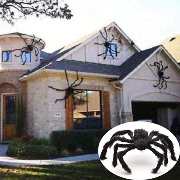 VICOODA 29.5" Black Large Spider Plush Toy Realistic Hairy Spider Halloween Party Scary Decoratio... | Walmart (US)
