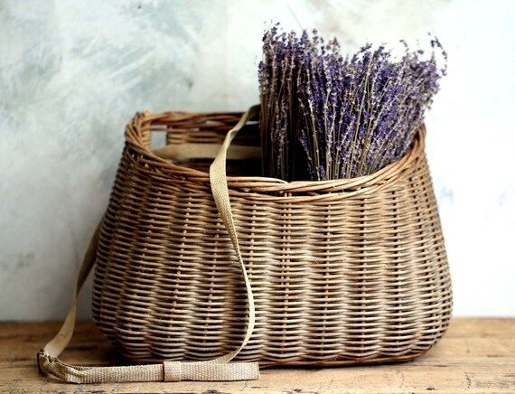 Antique French Fishing Basket Rustic Wicker Creel Shoulder Bag | Etsy | Etsy (US)