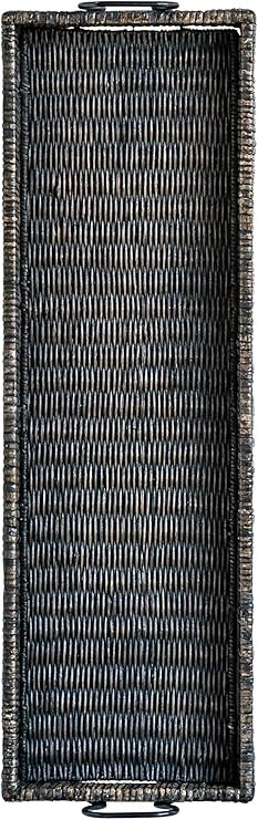 Creative Co-Op DF0366 Black Rattan & Wood Handles Rattan Tray | Amazon (US)