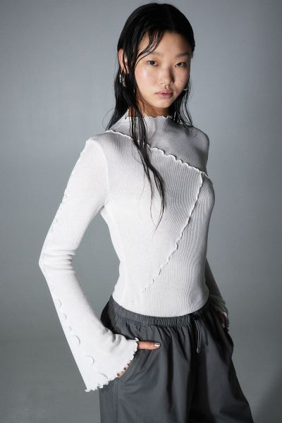 Overlock-detail Rib-knit Top | H&M (US + CA)