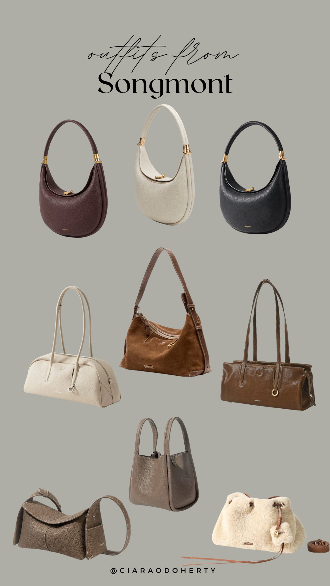 Songmont, Medium Song Bag, Medium Gather Bag, Luna Bag, Yore Baguette Bag, Yore Toast Bag, Large Yore Hobo Bag, Shearling Gather Clutch, Mini Drippy Roof Bag 

 #LTKireland #LTKwinter #LTKbag