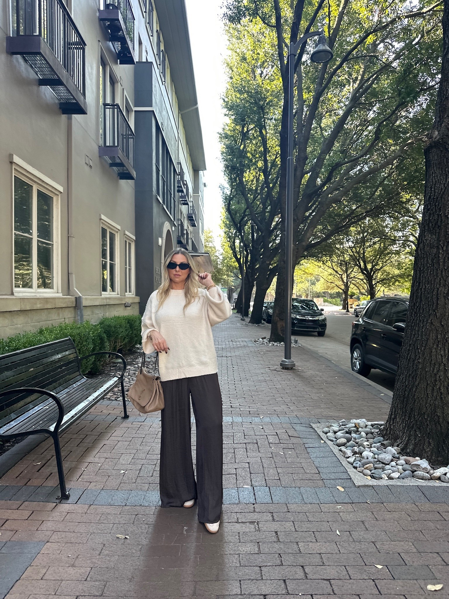 I am so excited for fall outfits! I am wearing a beige sweater here with some wide leg pants in the most beautiful chocolate brown color! I paired them with some neutral Adidas sneakers and one of my fave YSL bags. Lastly my sunglasses from SOJOS that you can use my code and get a discount! (NICHOLES)) All items linked⬆️

#Itkcreator #Itkfinds #Itkwatchnow #sweater #amazon #amazonfinds #fall #falloutfits #fallfashion #sunglasses #sojos #handbag #ysl

#LTKSeasonal #LTKItBag #LTKStyleTip
