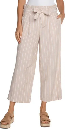 Liverpool Los Angeles Pleated Tie Belt Crop Wide Leg Pants | Nordstrom | Nordstrom