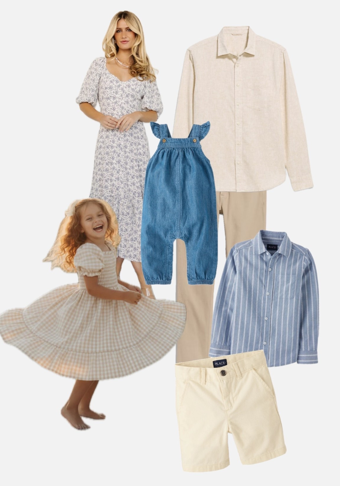 What to wear for spring or summer family photos: dusty blues and creams always compliment the spring greenery in the landscape or works well at a beach photo session. Mix patterns like gingham, floral, stripes, linens and chambray for the perfect coordinating outfits. Add chunky sweaters for more texture if the weather is cooler

#LTKBaby #LTKMens #LTKKids