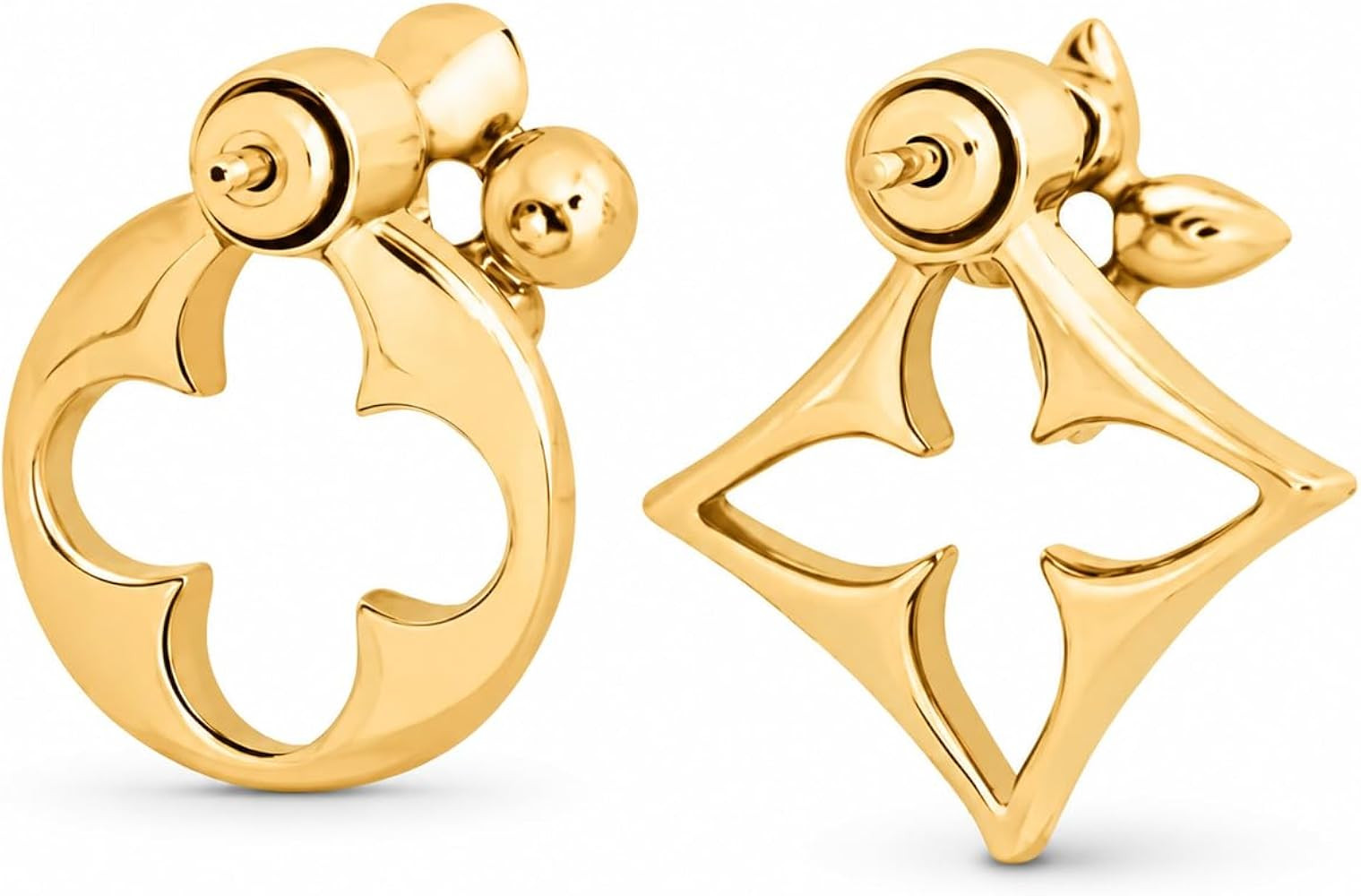 Gold Asymmetrical Stud Earrings for Women, Flower Cutout Dangle Earrings, Mismatched Geometric Fa... | Amazon (US)