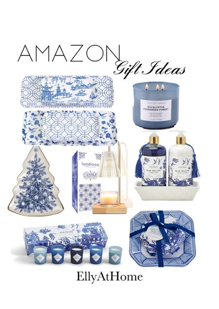 Christmas, holiday Pretty gift ideas for the blue and white lover! Packaged gifts, hand soap, trays, fragrant candles, candle warmer. From amazon home. Free shipping. Gifts for her, teacher, host, couple, new home, yourself. 

#LTKHoliday #LTKGiftGuide #LTKhome