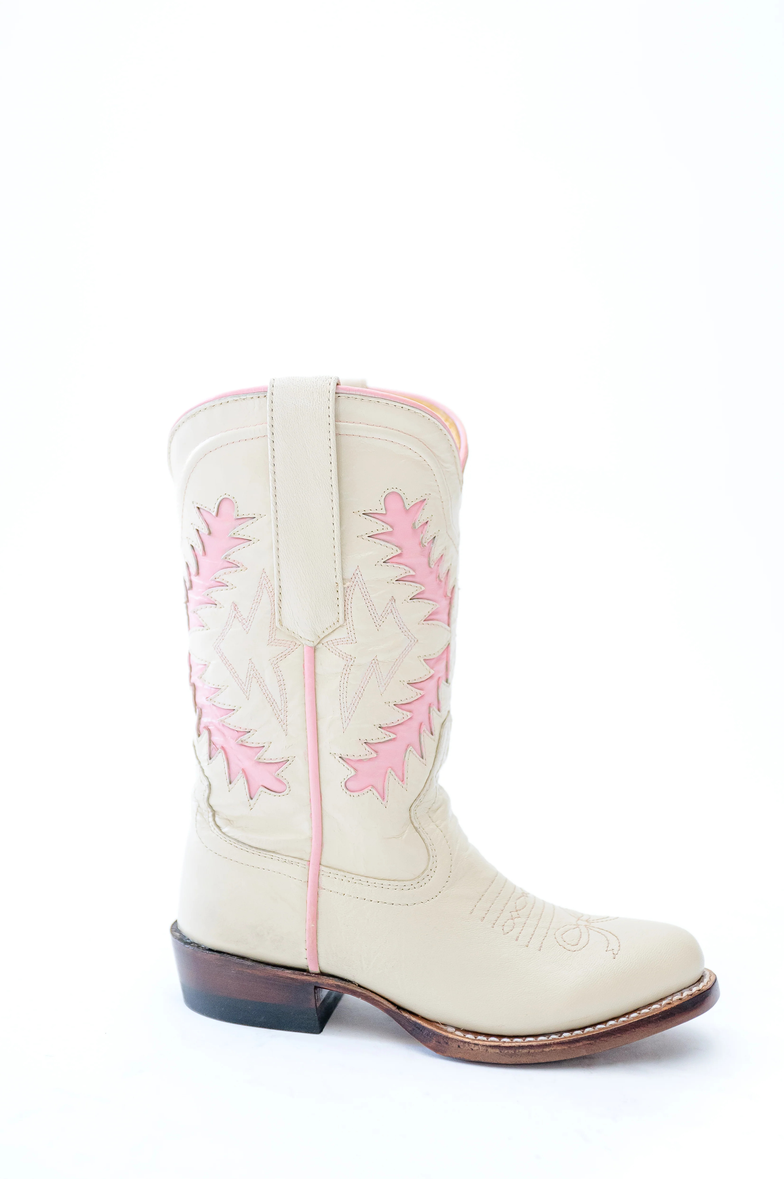 Little Miss Finnley Girls Boot in Bone with Pink | Petite Paloma
