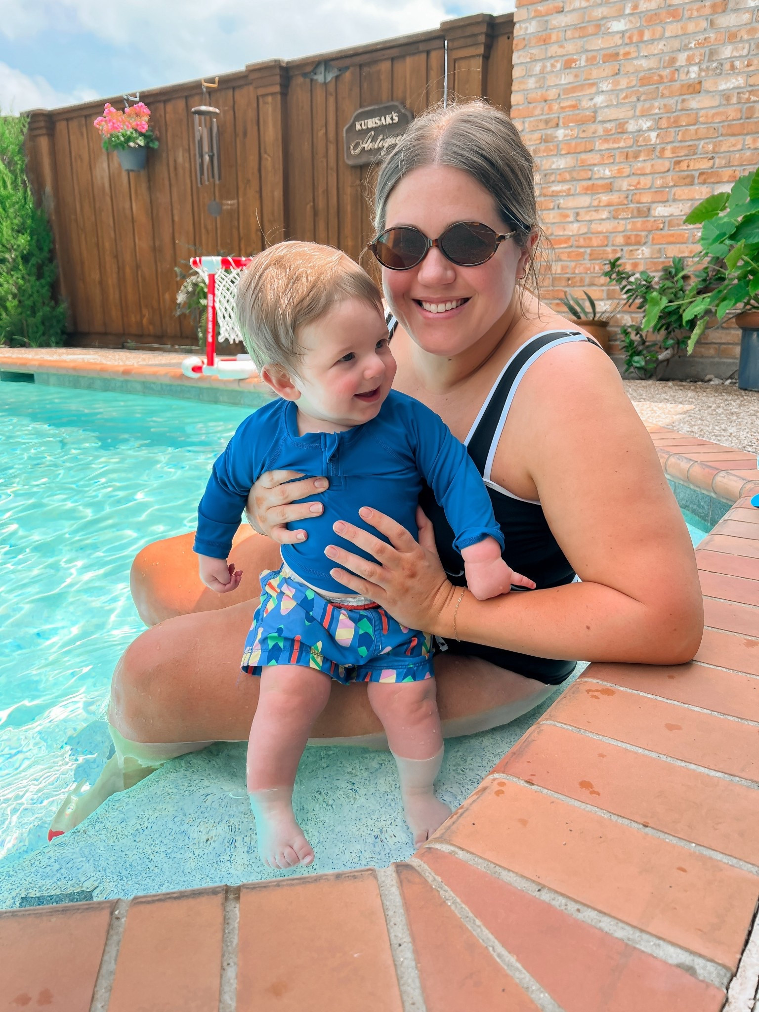 Walkers first pool day! 🩵 His swim outfit is 40% off right now too! Linking both of our swimsuits.

#LTKMidsize #LTKSwim #LTKBaby
