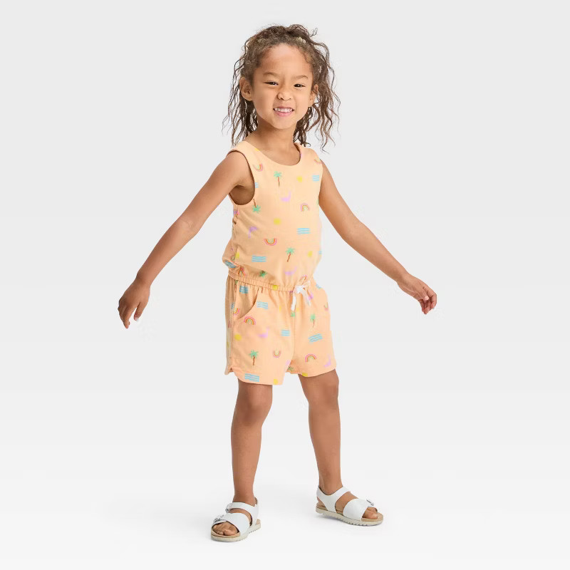 Toddler Girls' Dolphin Romper - Cat & Jack™ Melon Orange | Target