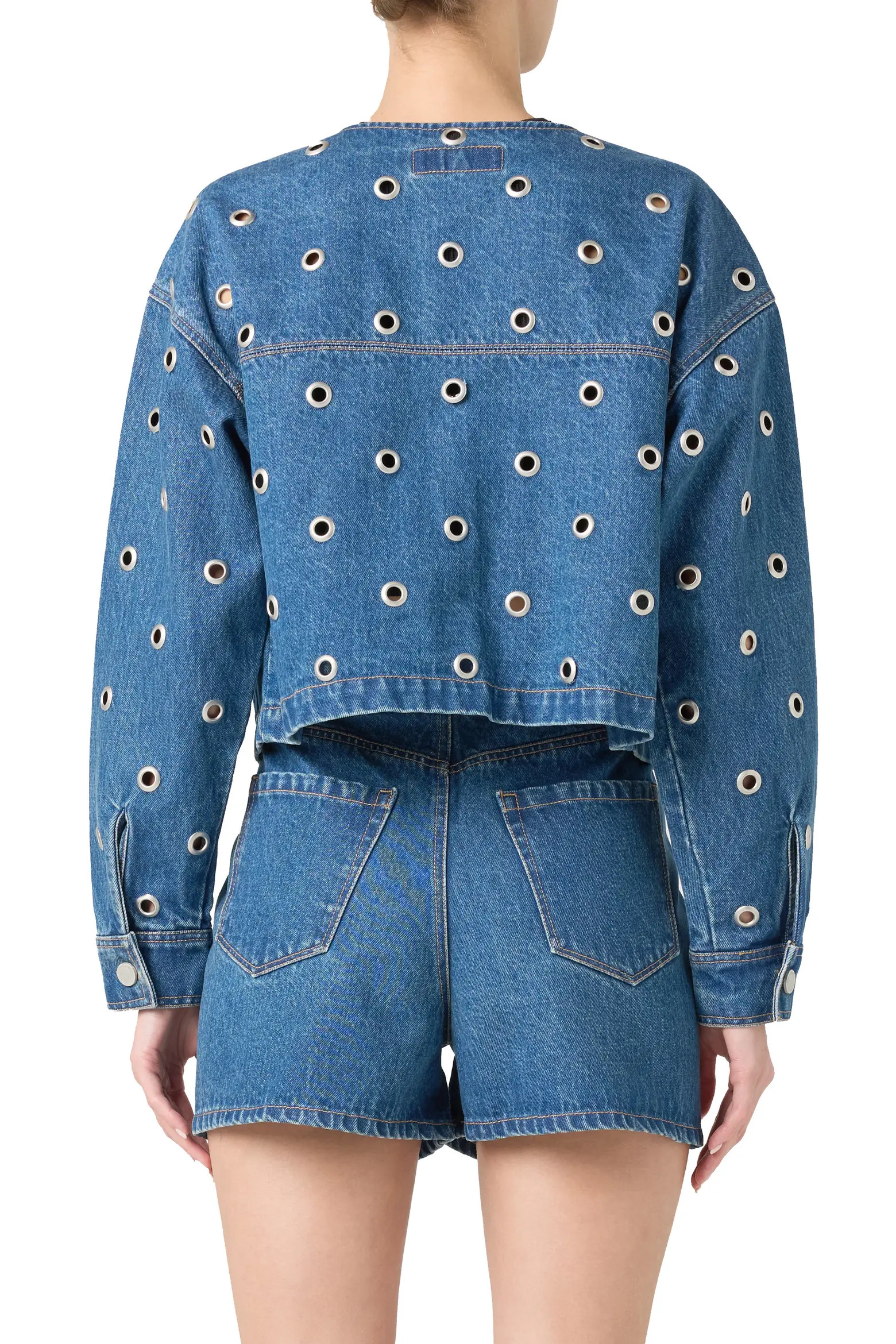 Grommet Collarless Crop Denim Jacket (Women) | Nordstromrack | Nordstrom Rack