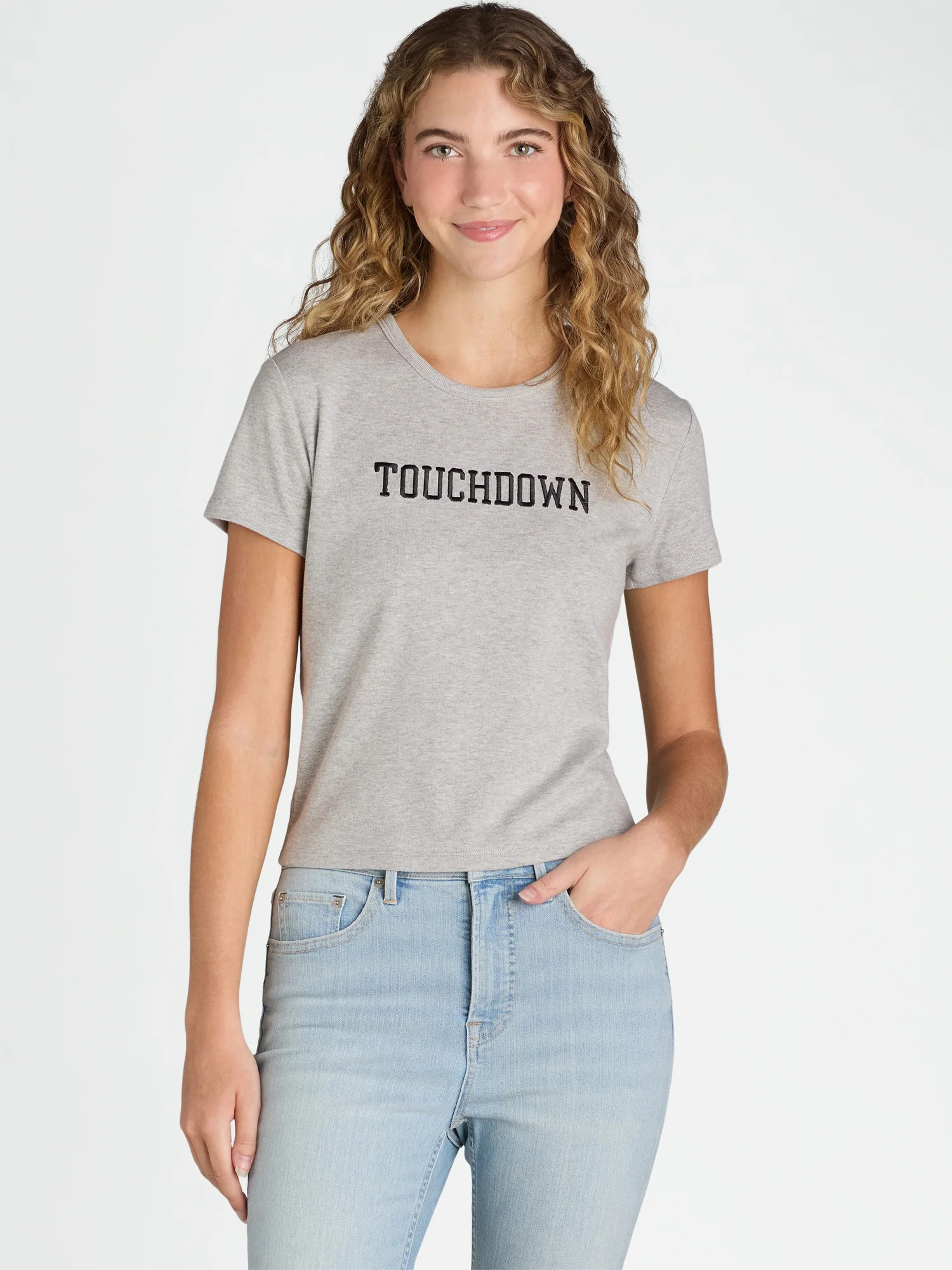 Women’s Touchdown Graphic Tee with Short Sleeves, Sizes XXS-XXL | Walmart (US)