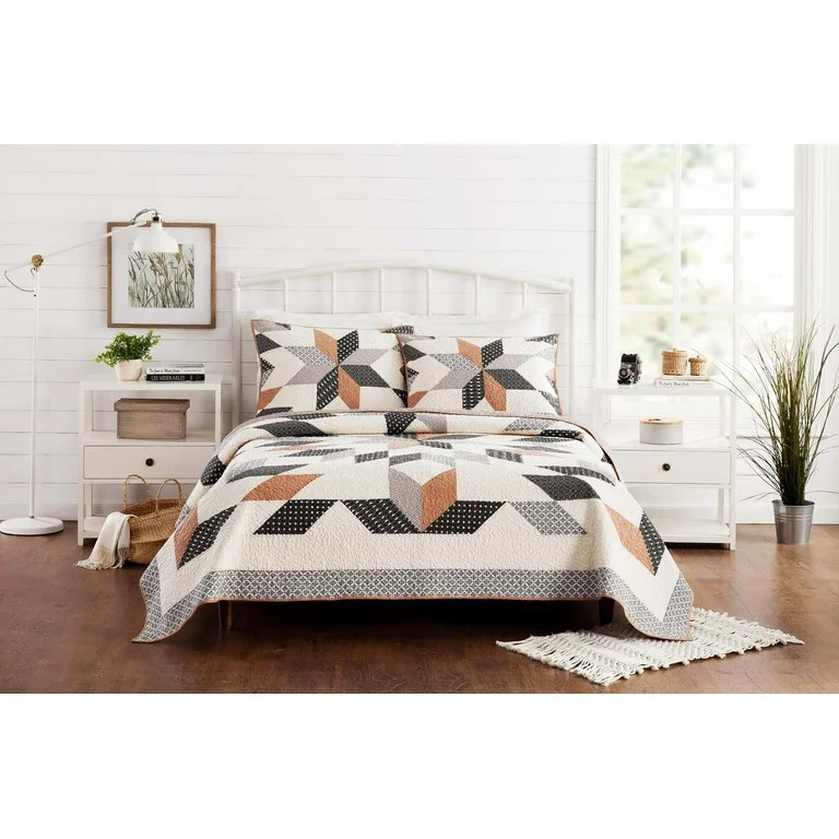 Better Homes & Gardens Starburst Cotton Quilt, Off-White, King | Walmart (US)