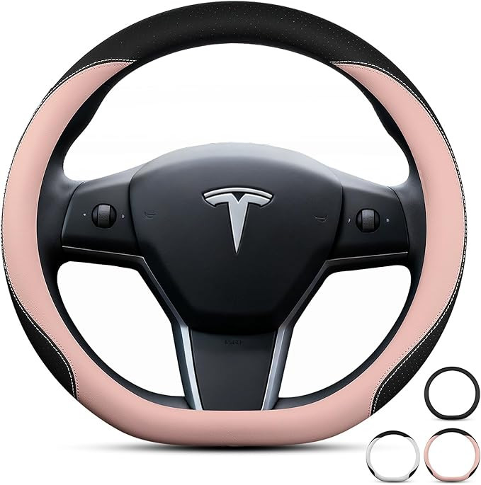 Steering Wheel Cover for Tesla 3 /Y 2017-2026, Leather Steering Wheel Wrap Accessories for Tesla,... | Amazon (US)