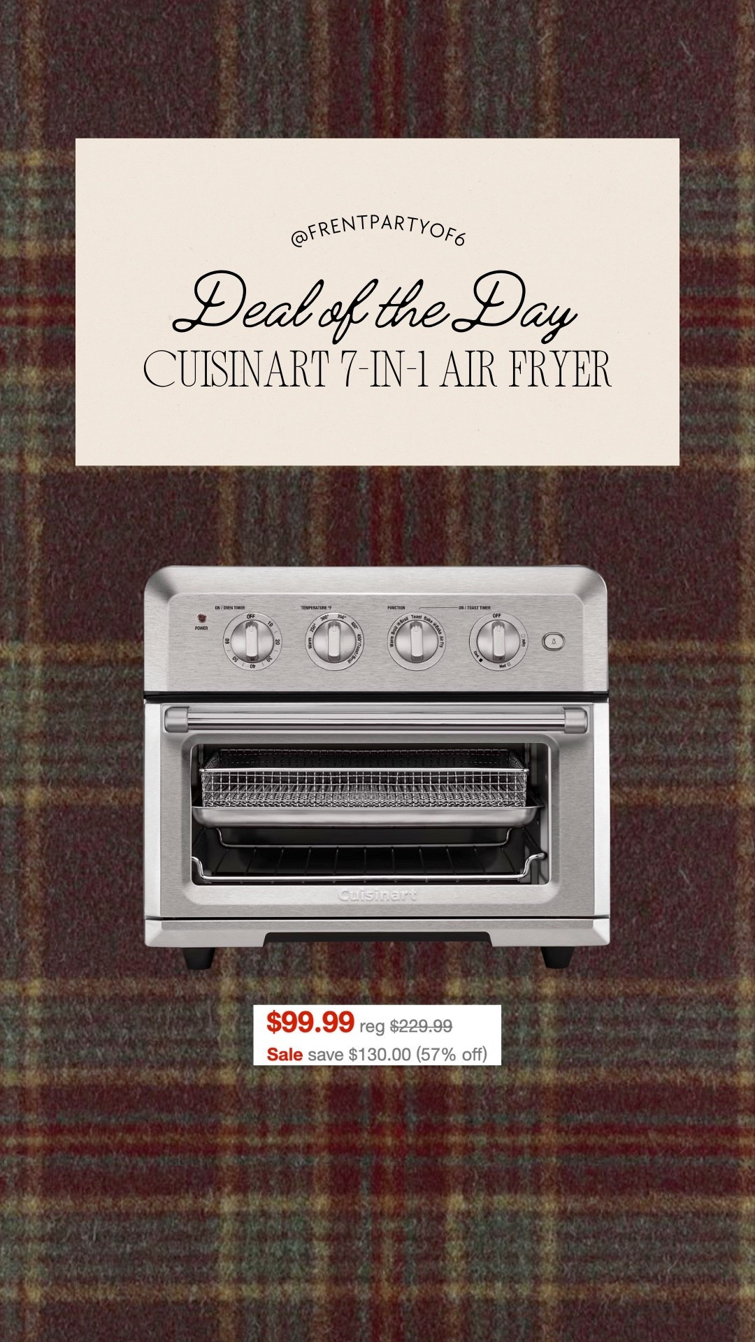 Cuisinart Air Fryer Toaster Oven 7-in-1 is on major sale!

#LTKHome #LTKFindsUnder100 #LTKSaleAlert