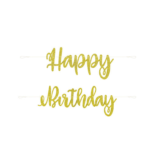 7ft gold glitter happy birthday 2-piece banner | Five Below