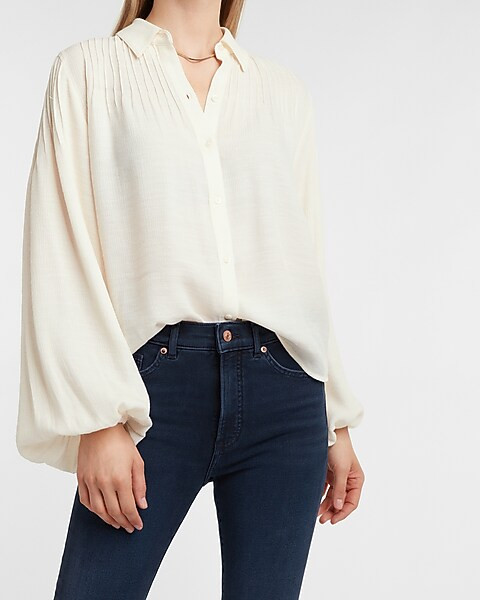 Pintuck Balloon Sleeve Shirt | Express