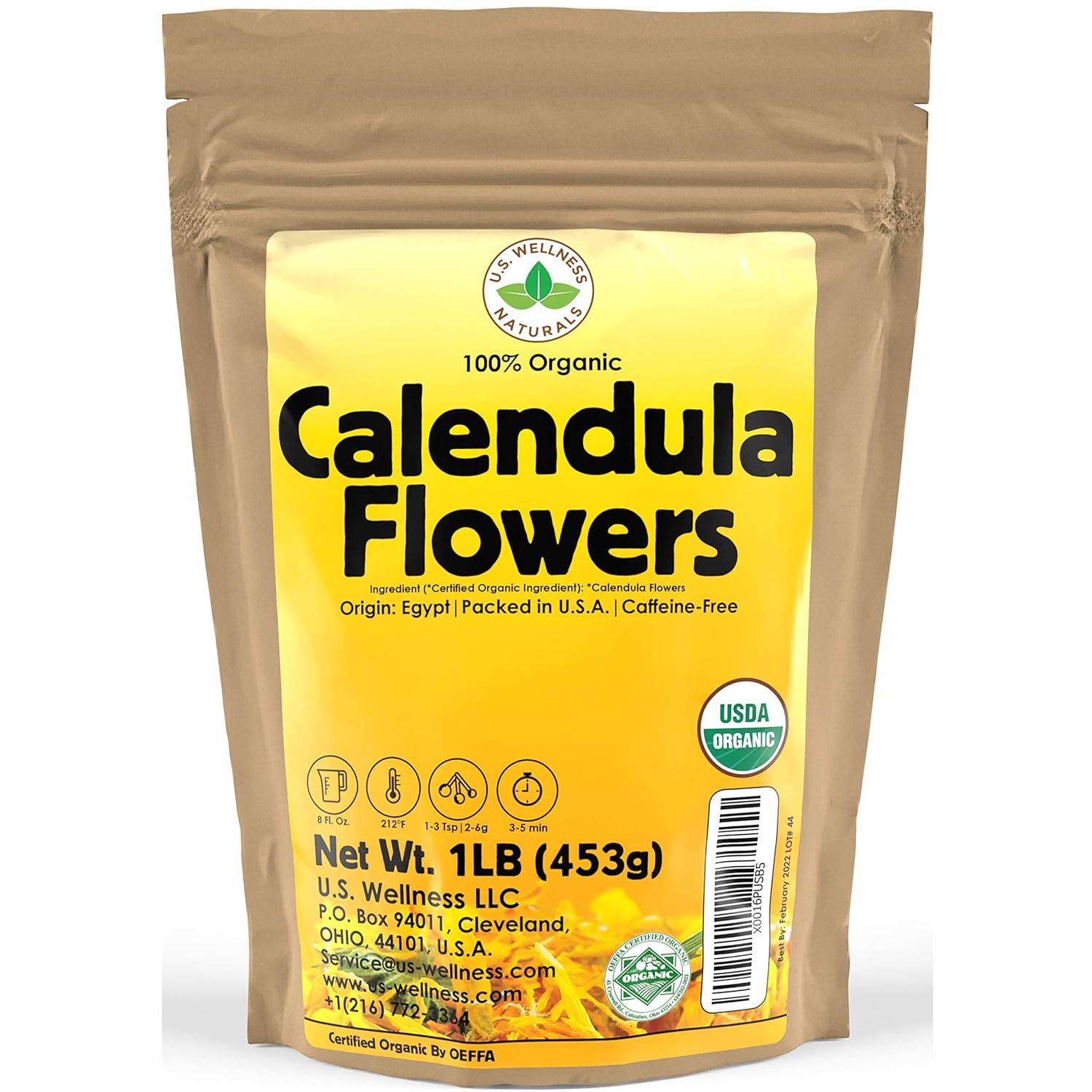 Calendula Tea 1LB (16Oz) 100% CERTIFIED Organic Whole Flower Calendula Herbal Tea (Calendula Offi... | Amazon (US)