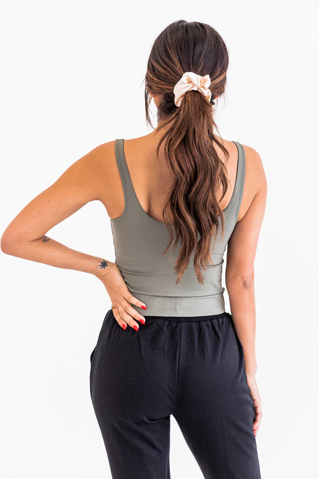 Miles Ahead Green V-Neck Tank Bra Top | The Pink Lily Boutique