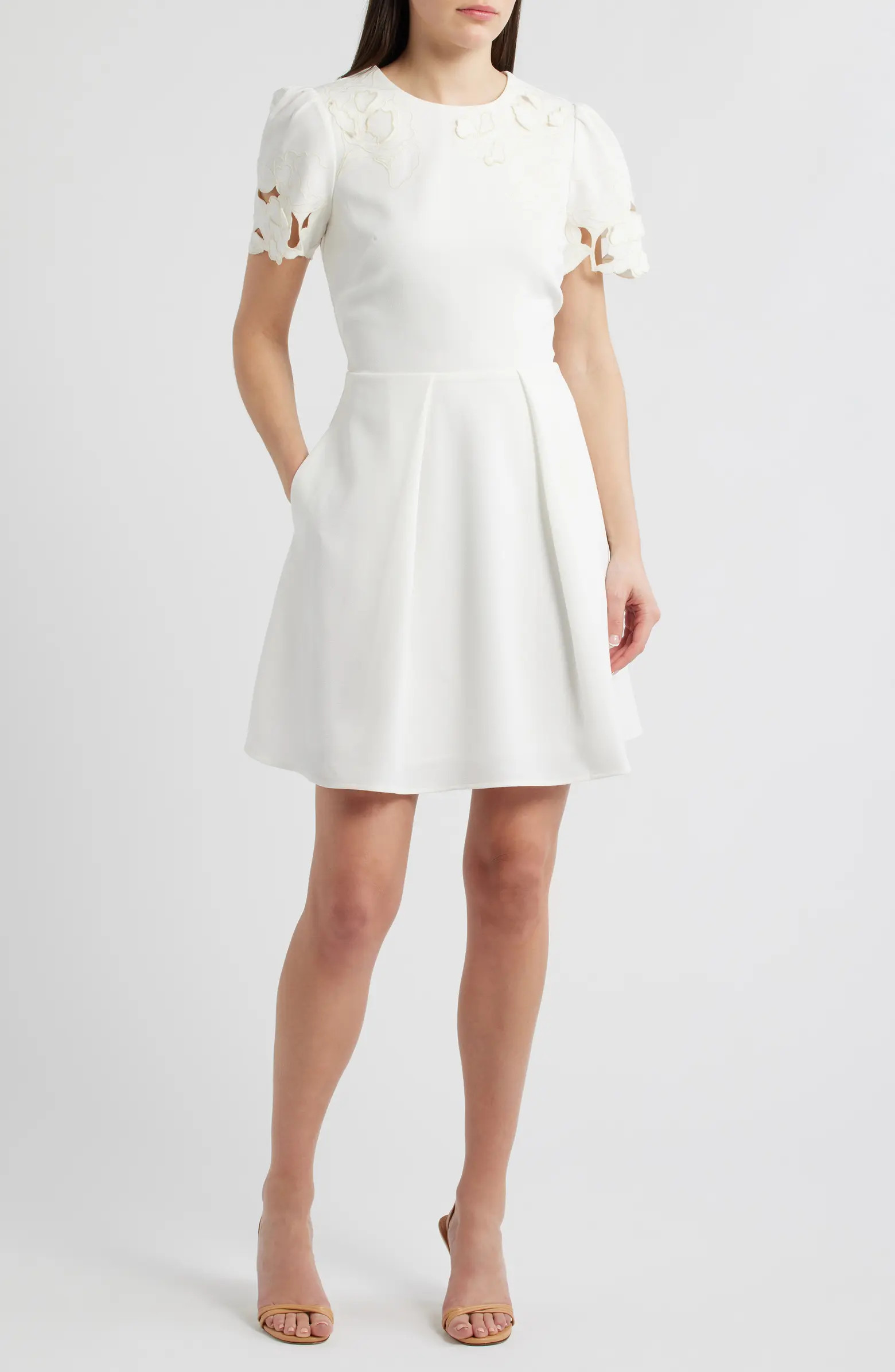 Floral Cutwork Crepe Dress | Nordstrom
