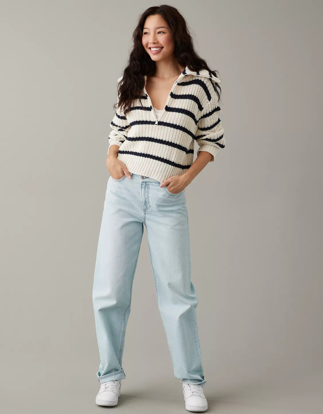 AE Quarter-Zip Collared Sweater | American Eagle Outfitters (US & CA)