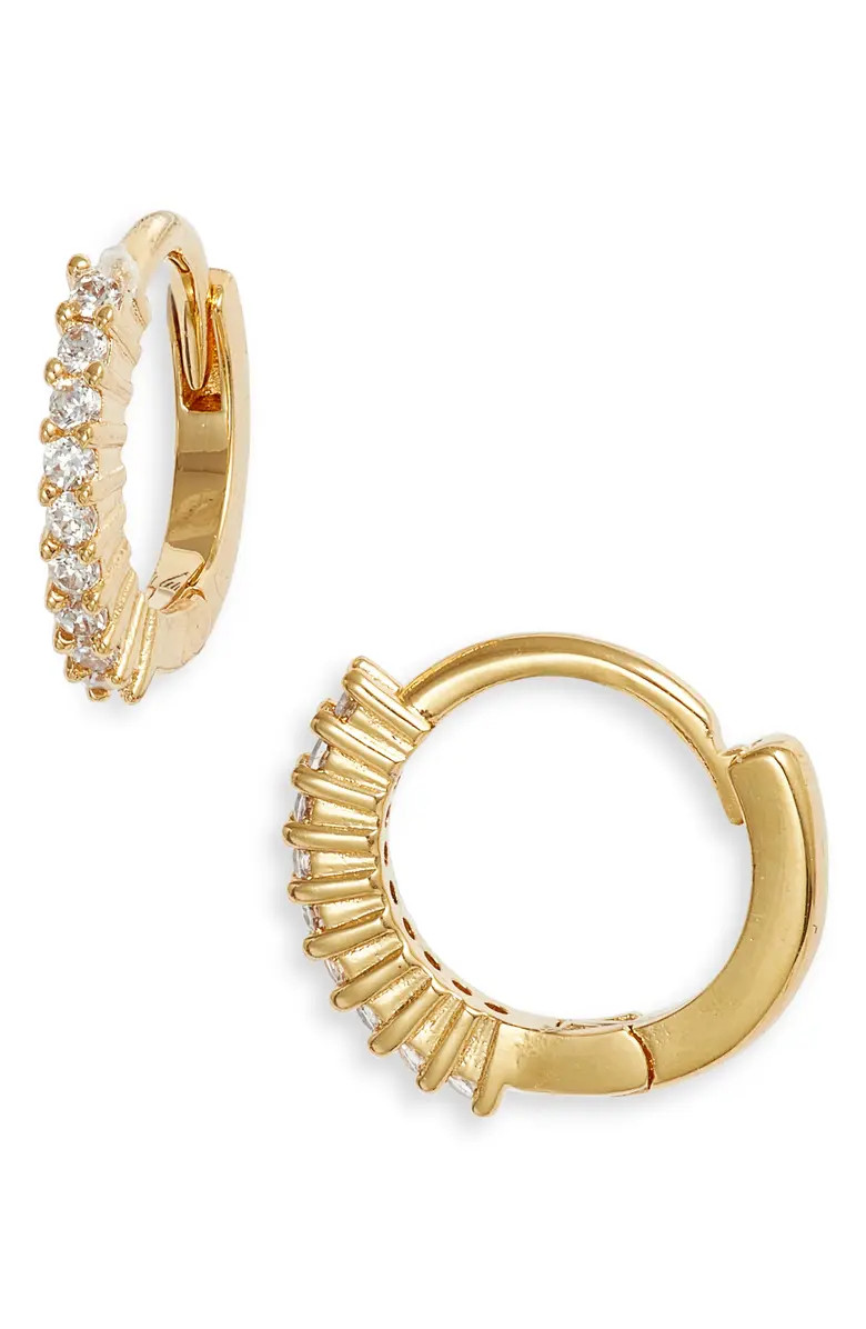 Cubic Zirconia Thin Huggie Hoop Earrings | Nordstrom